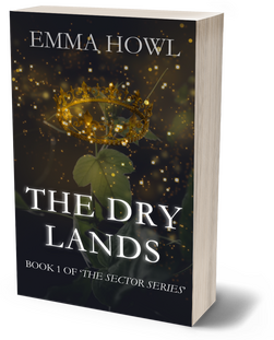 The Dry Lands Book Cover reveal with a gold crown and leaves on the cover